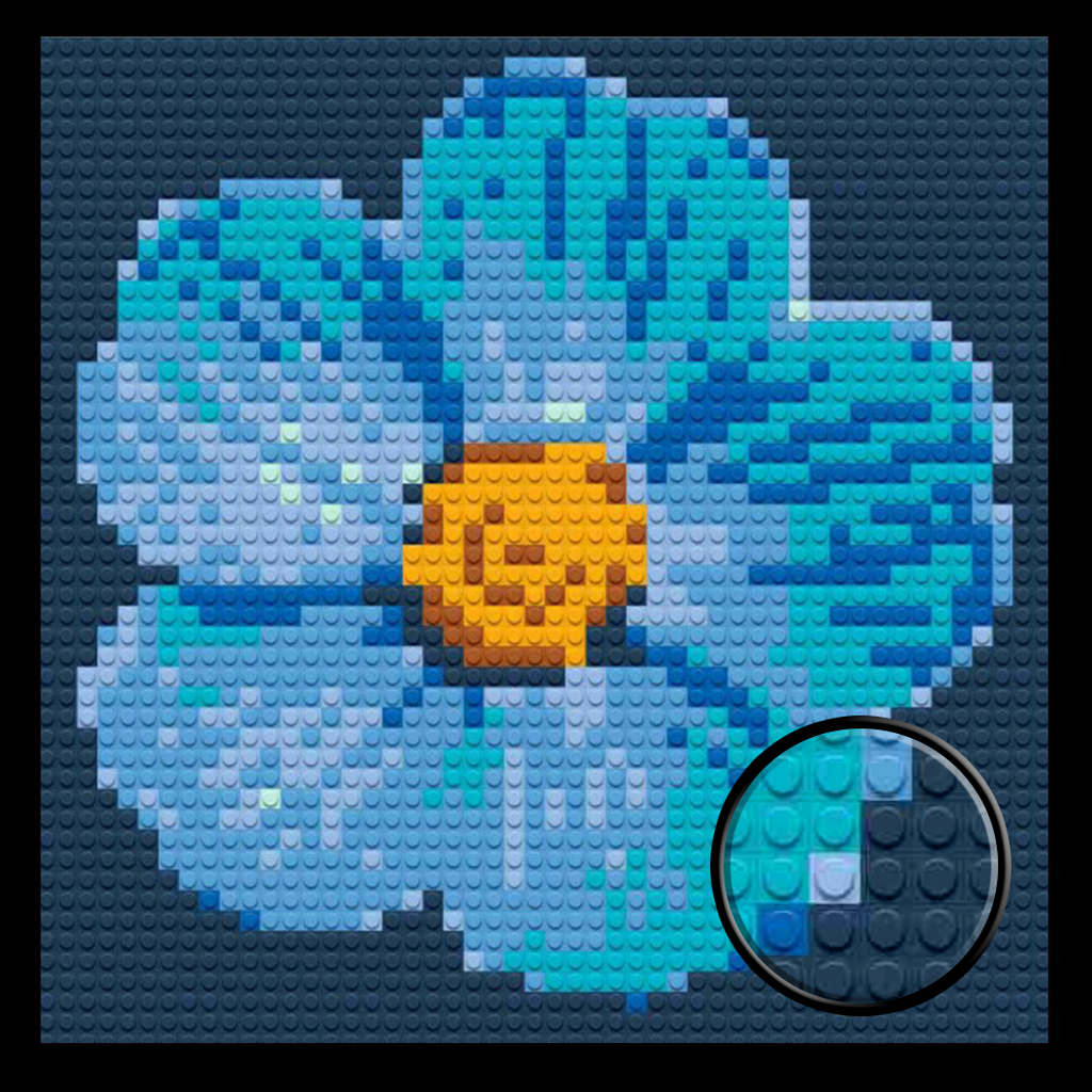 Blue Flower Home decoration Bricked Mosaic Portrait 16x16
