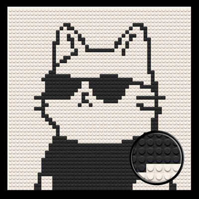 Cool Cat Home decoration Bricked Mosaic Portrait 16x16"