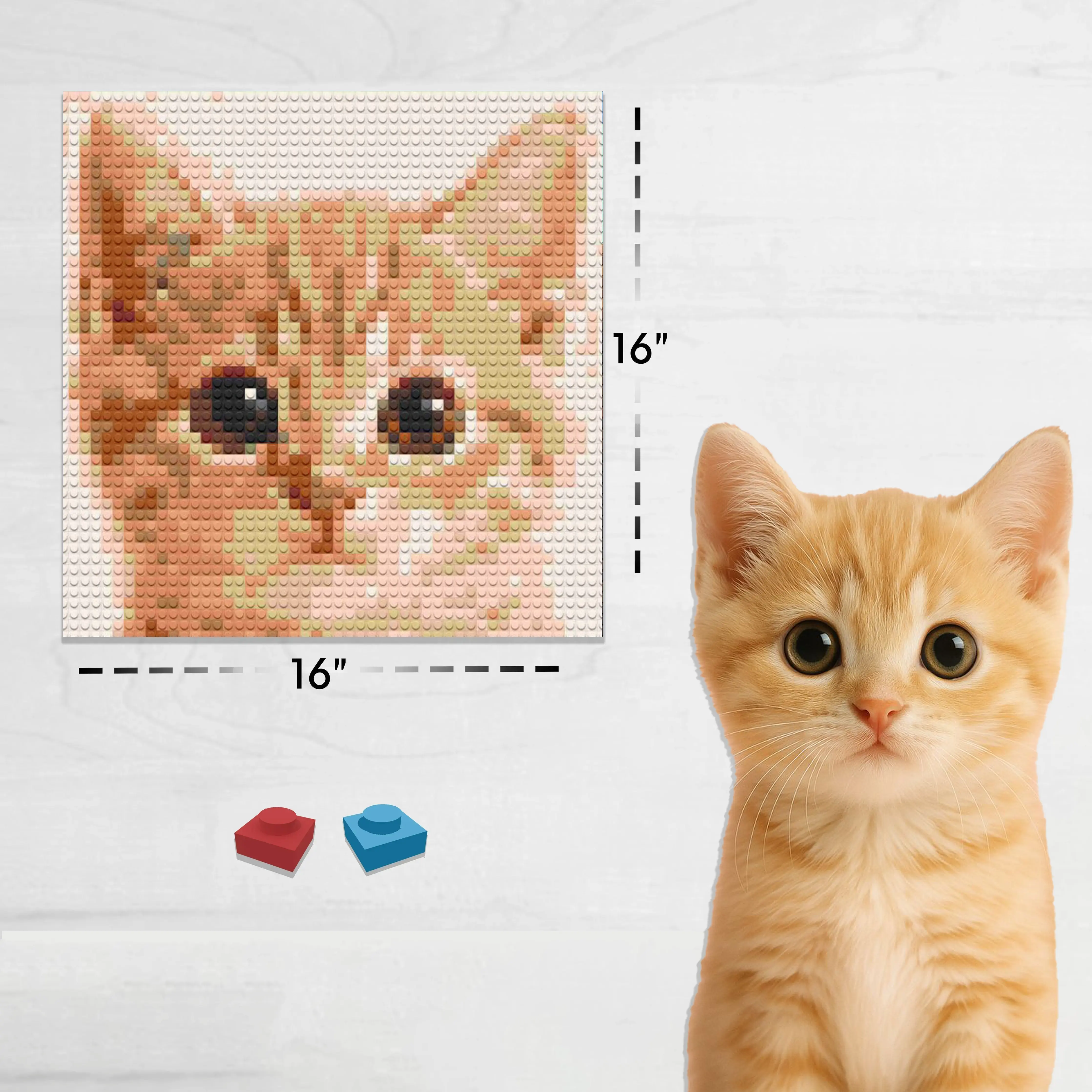 Custom Bricked Mosaic Portrait 16x16" - Memobrick