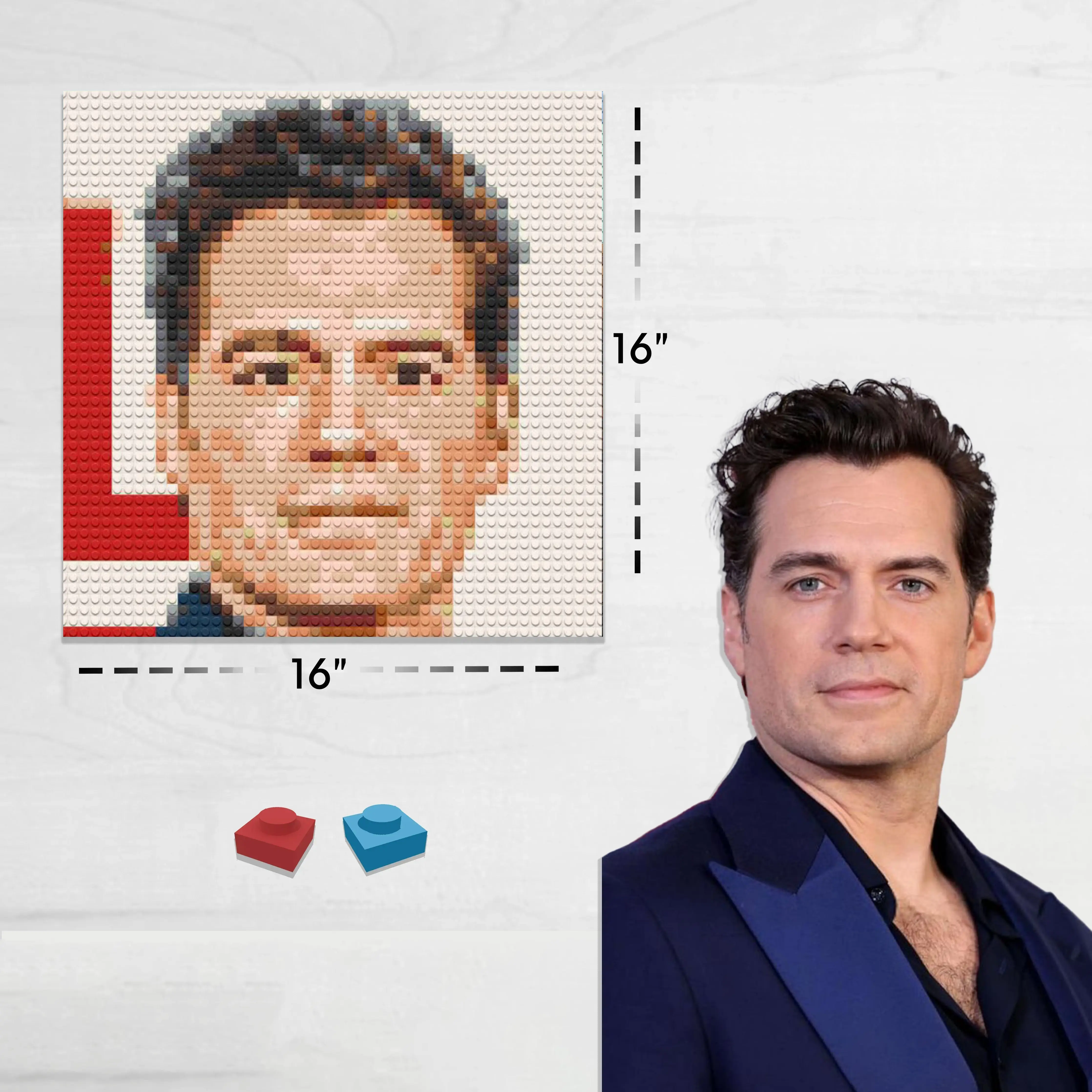 Custom Bricked Mosaic Portrait 16x16" - Memobrick