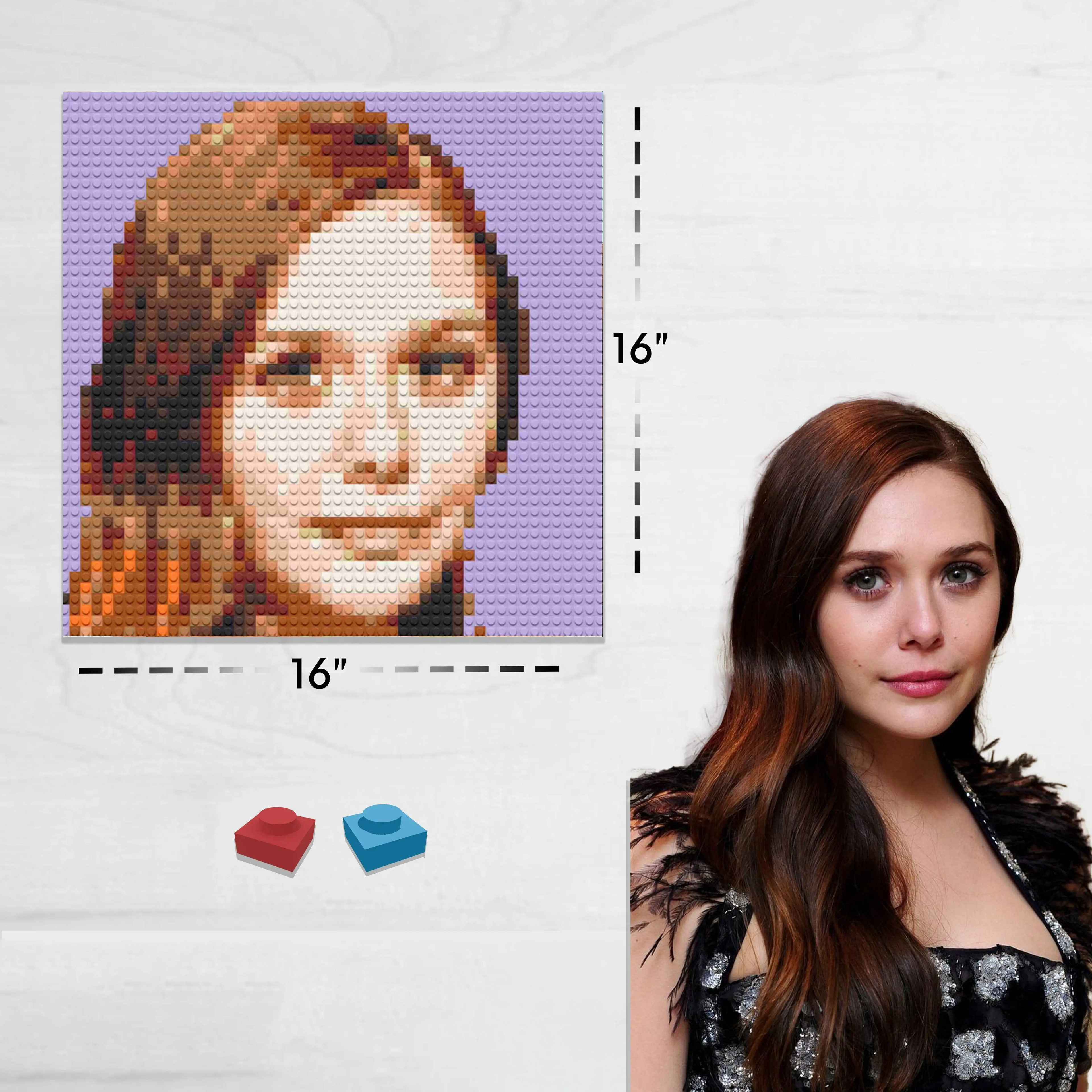 Custom Bricked Mosaic Portrait 16x16" - Memobrick