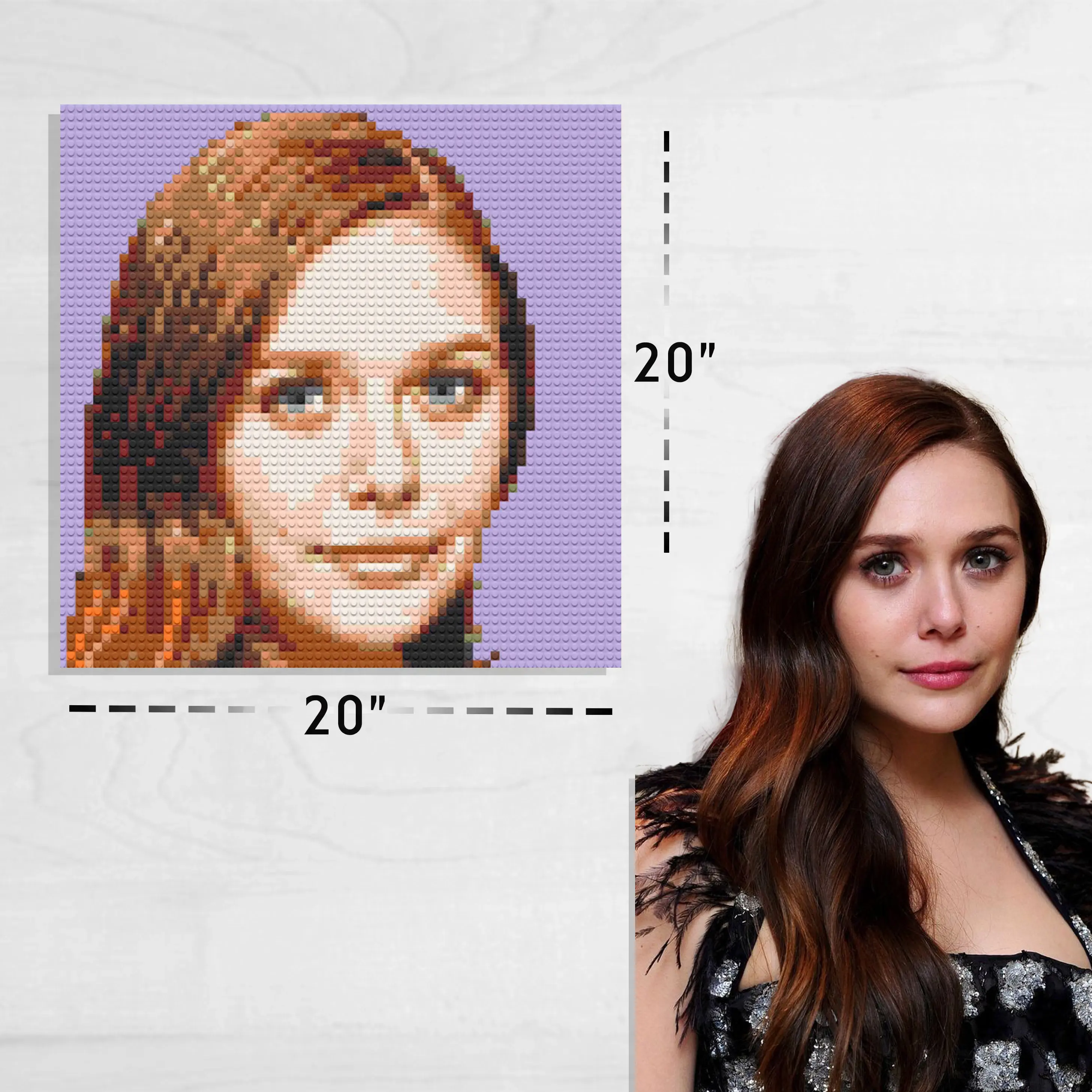 Custom Bricked Mosaic Portrait 20×20" - Memobrick