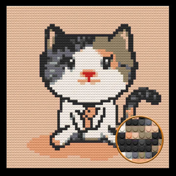 Cute Cartoon Cat  Home Decor Bricked Mosaic Portrait 20x20 Memobrick