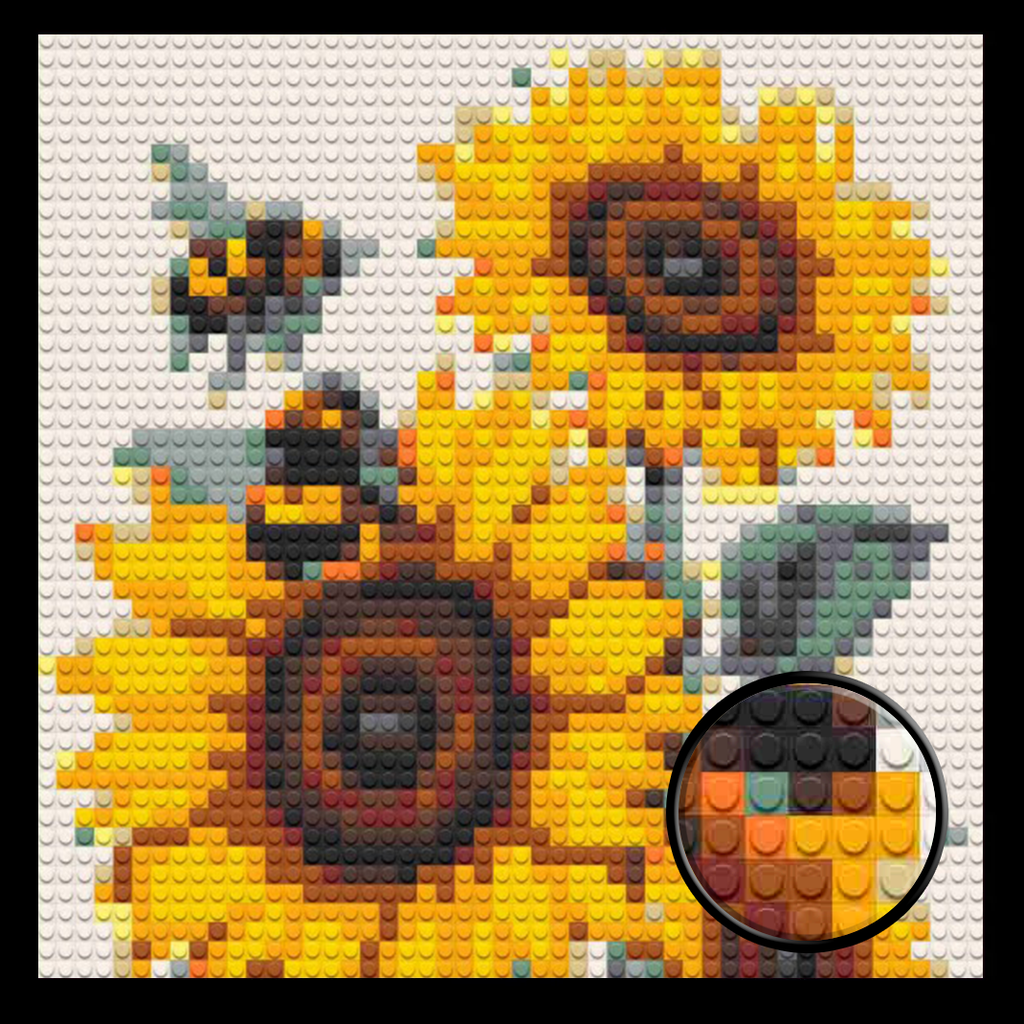 Sunflower with Bee Home decoration Bricked Mosaic Portrait 16x16