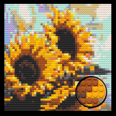 Sunflowers Home decoration Bricked Mosaic Portrait 16x16"