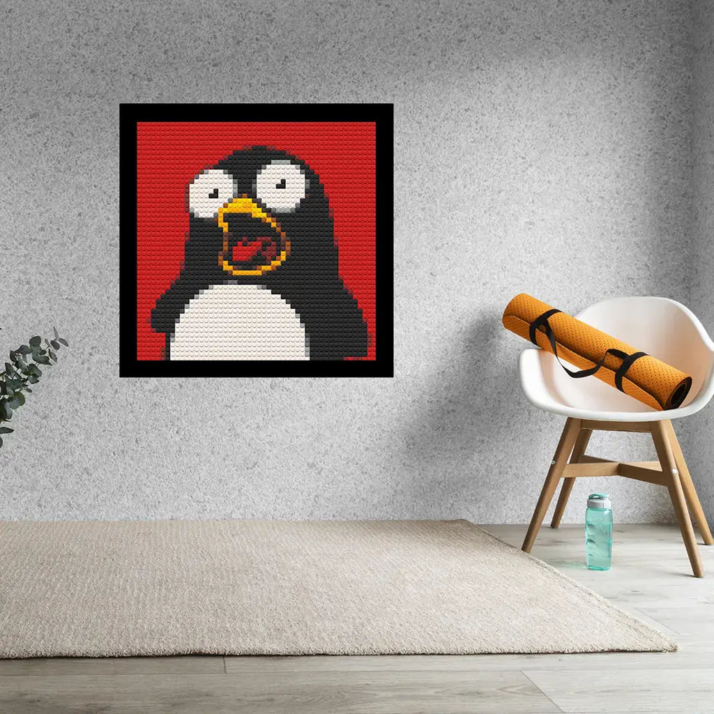 Shocked Penguin Home decoration Bricked Mosaic Portrait 16x16" - Memobrick